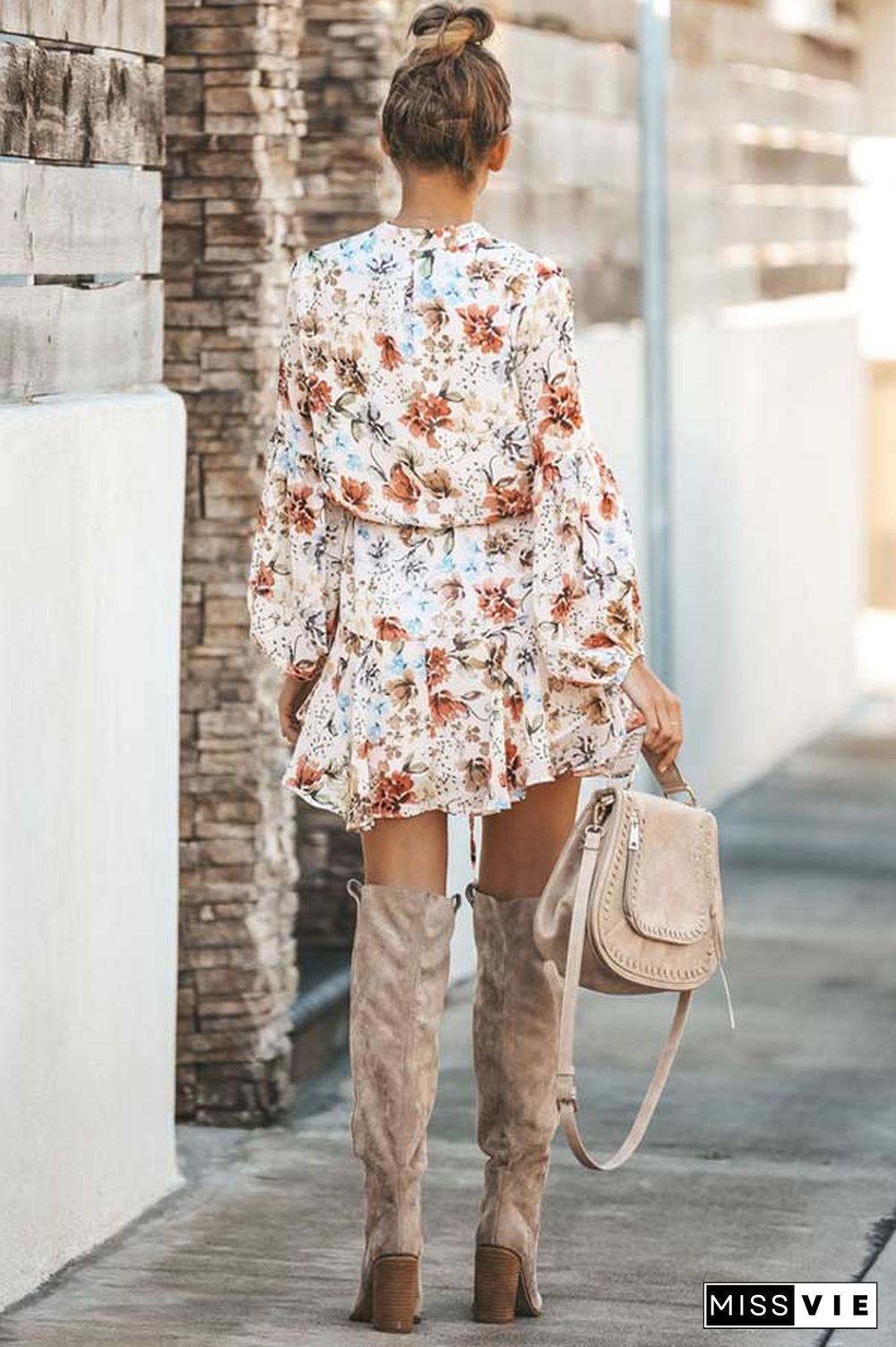 Fashion Floral Print Shirt Dress