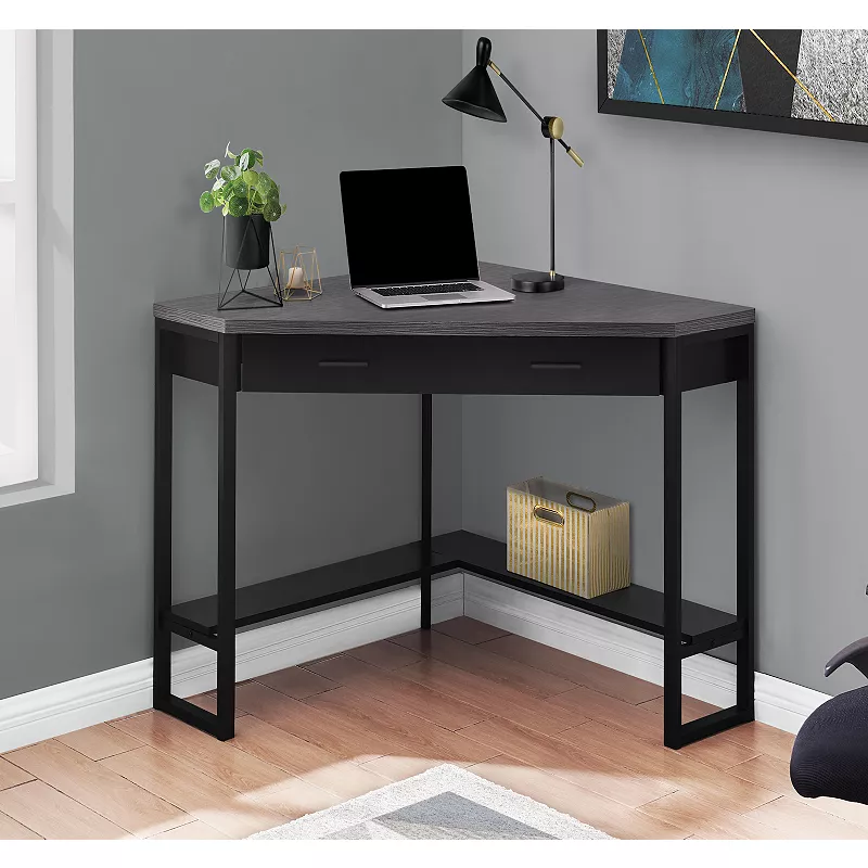 42 Black and Gray L-Shaped Contemporary Computer Desk