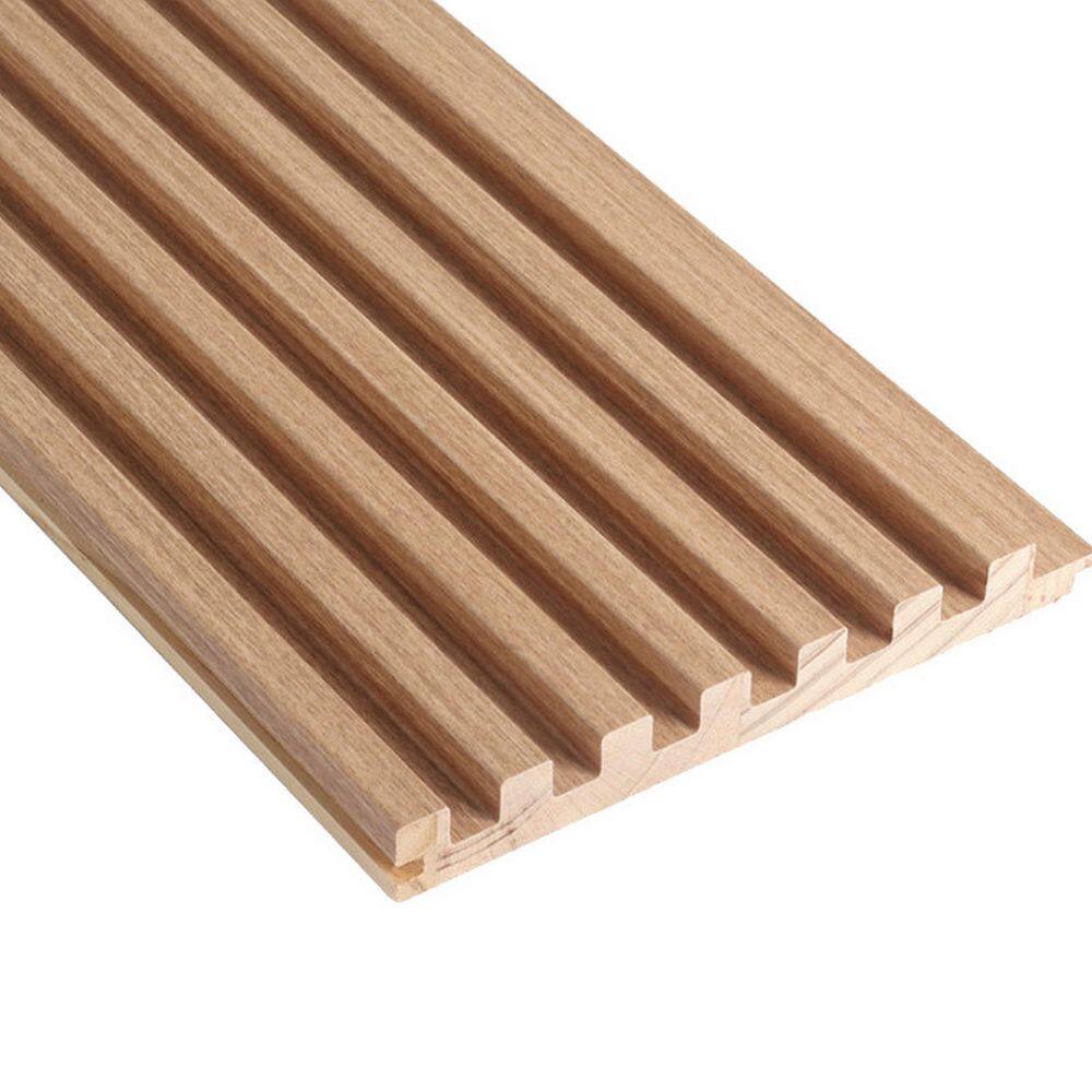 Ejoy 106 in. x 6 in x 0.5 in. Solid Wood Wall 7 Grid Cladding Siding Board in Light Oak Color (Set of 4-Piece) CladdingPanel_WC7G_020