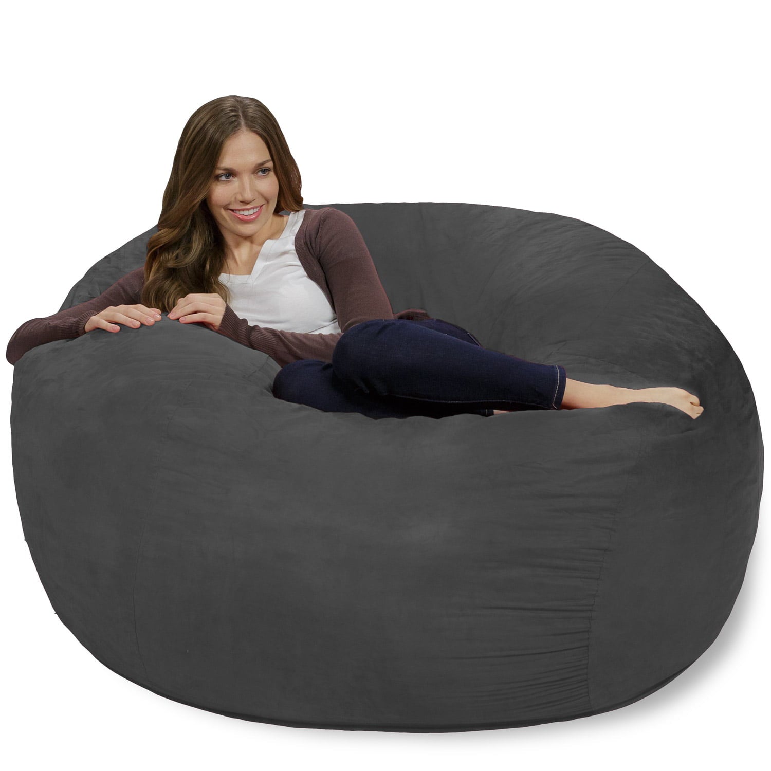 Chill Sack Bean Bag Chair, Memory Foam Lounger with Microsuede Cover, Kids, Adults, 4 ft, Charcoal