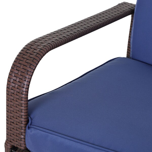 Outsunny Outdoor Wicker Rattan Recliner Rocking Cushioned Chair with Footrest and 135 Degrees of Comfort