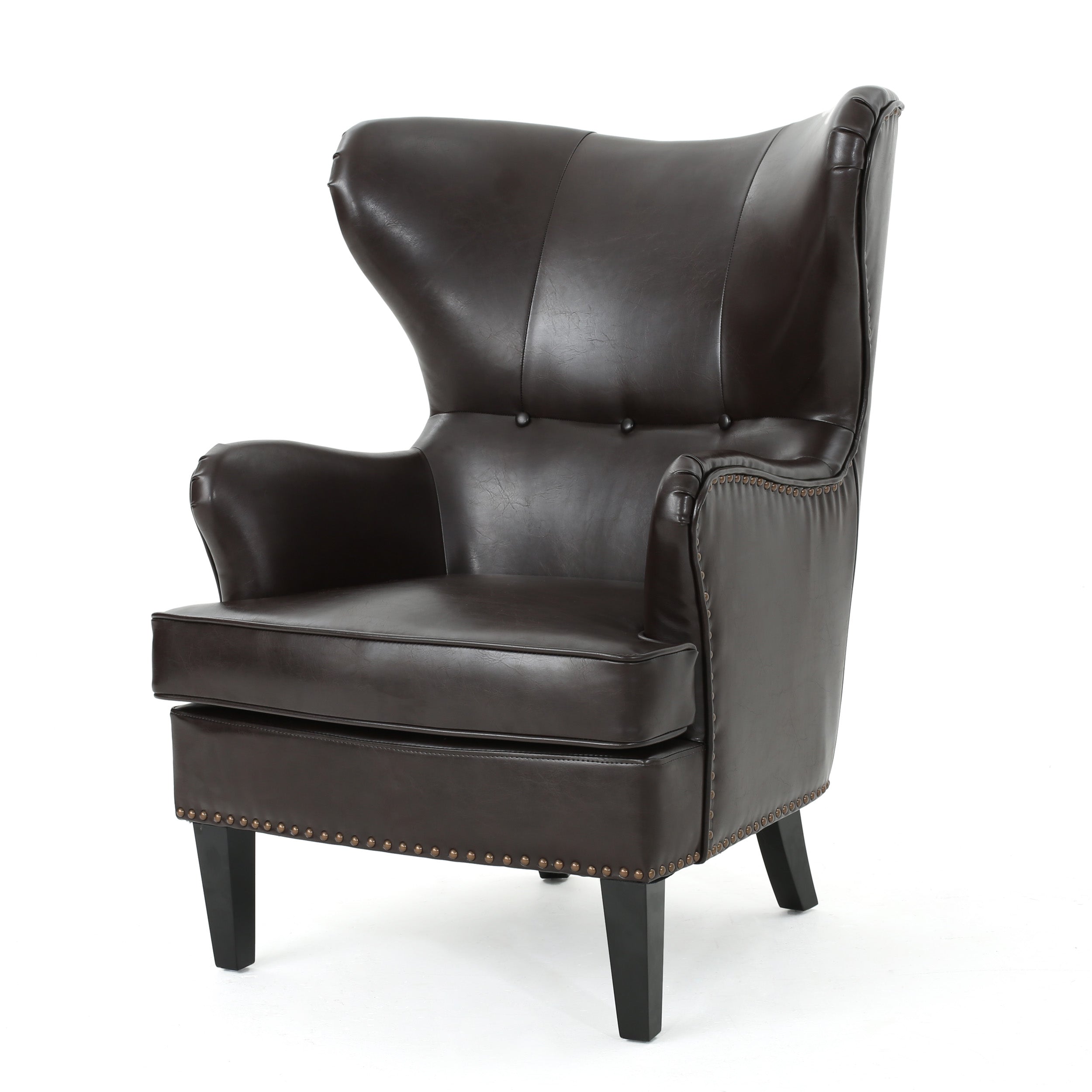 Romford Leather High Back Wingback Armchair