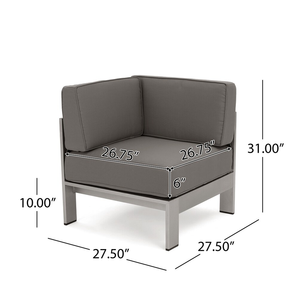 Cape Coral Outdoor 9 Seater Aluminum Sectional Sofa Set with Side Tables by Christopher Knight Home