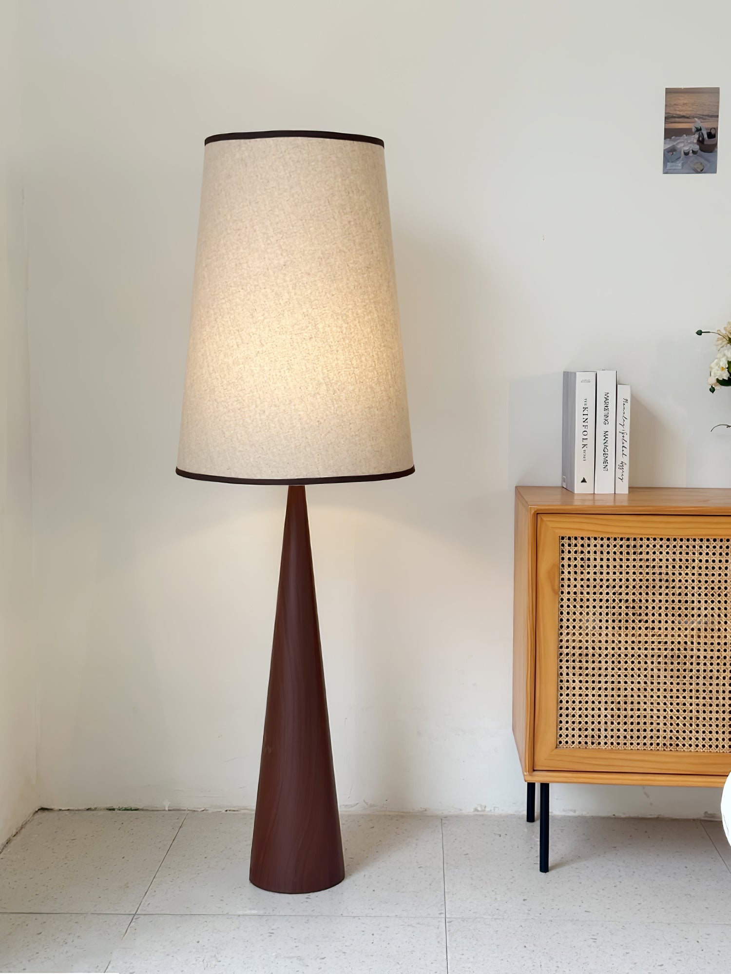 Faux Wood Conical Floor Lamp