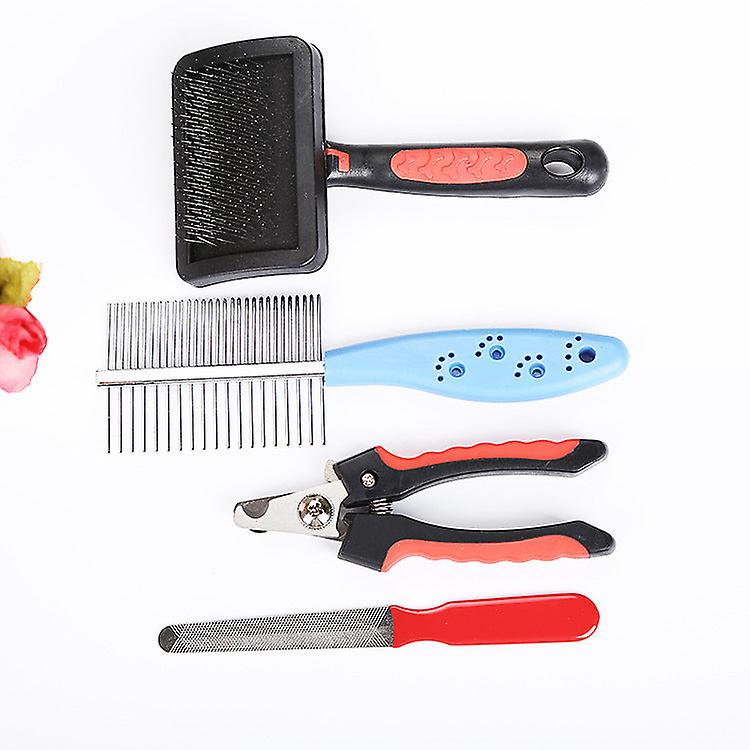 Pet products cat and dog comb nail clippers 4-piece set