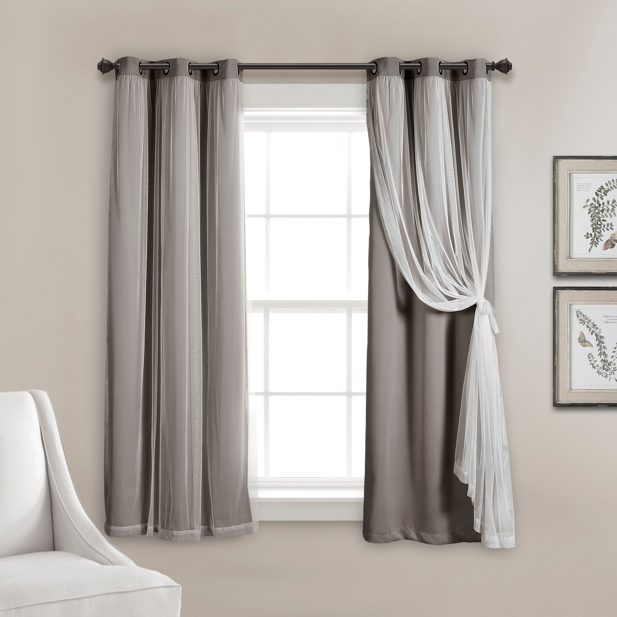 Grommet Sheer With Insulated Blackout Lining Curtain Panel Set