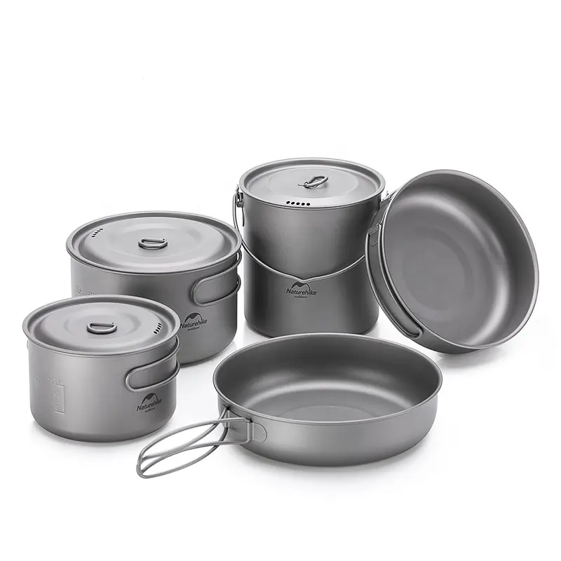 Naturehike other camping   hiking products Ultralight Titanium Pot Pan Pure Titanium Cookset Outdoor Camping Cookware