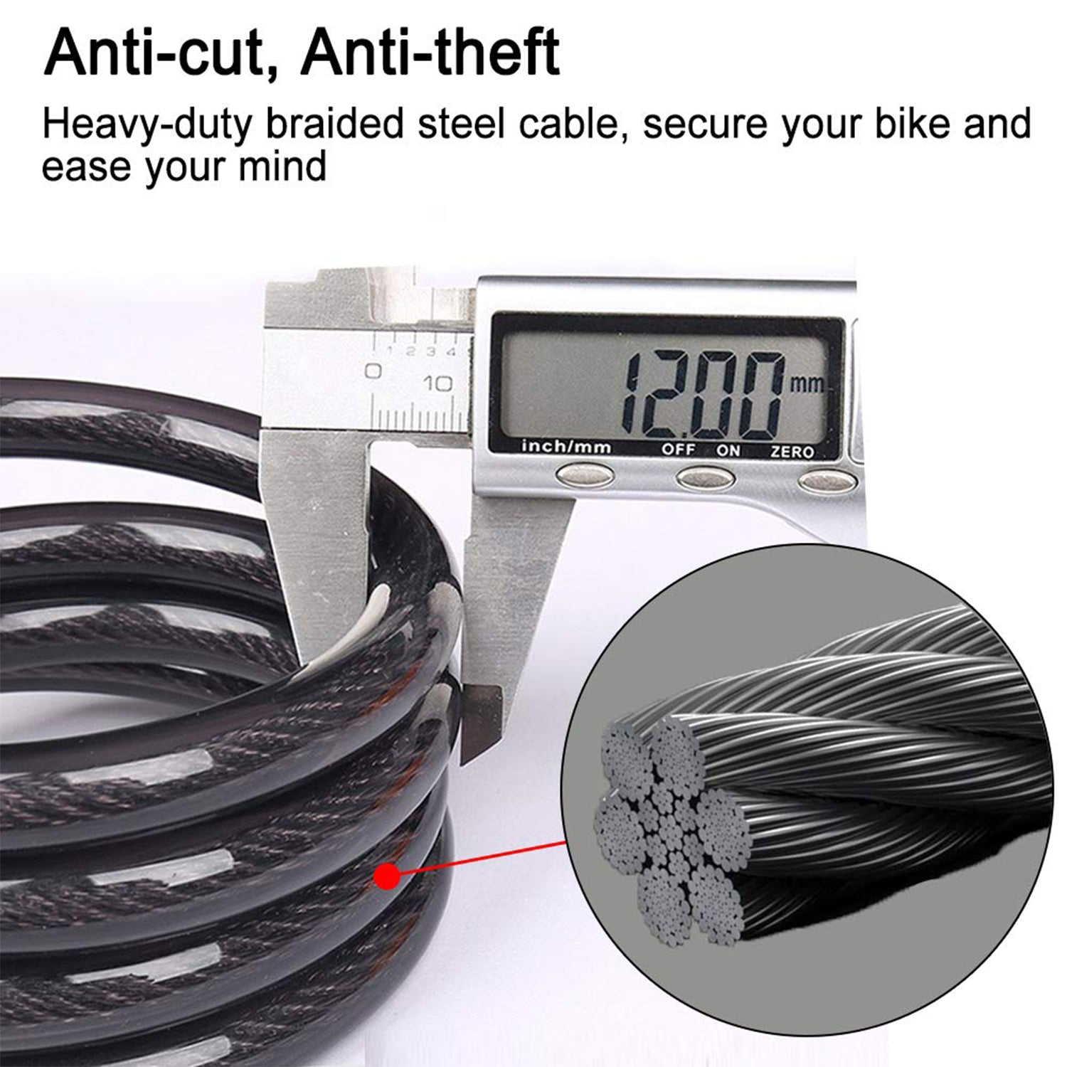 Bike Lock， 4 Feet Bike Locks Cable， High Security 5 Digit Resettable Combination Coiling Bicycle Lock， Anti Theft Bike Locks