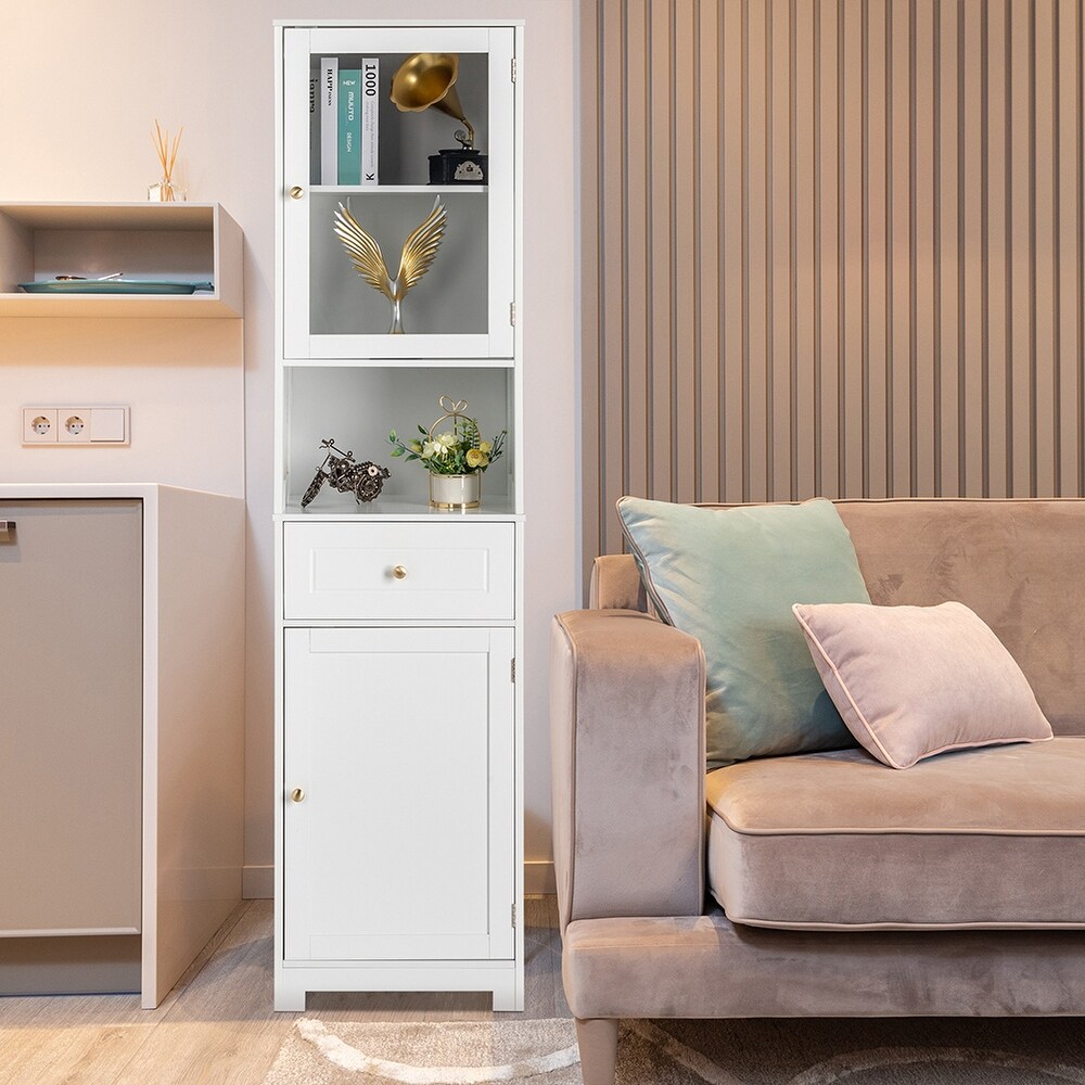 Multifunctional High Storage Cabinet with 2 Doors and 1 Drawer