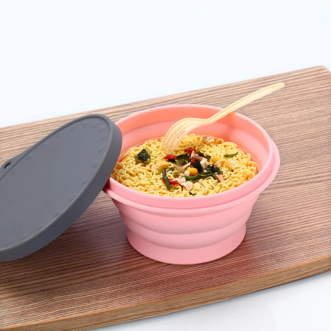 BPA Free Food Container Dinnerware Portable Collapsible Camping Salad Bowl Silicone With lid