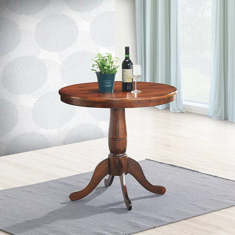 32 Inch Wooden Round Pub Pedestal Side Table