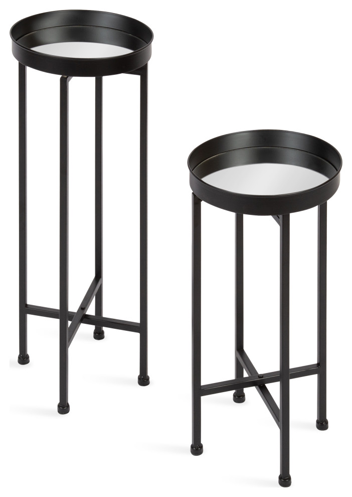 Celia Round Metal Foldable Tray Table Set   Contemporary   Side Tables And End Tables   by Uniek Inc.  Houzz