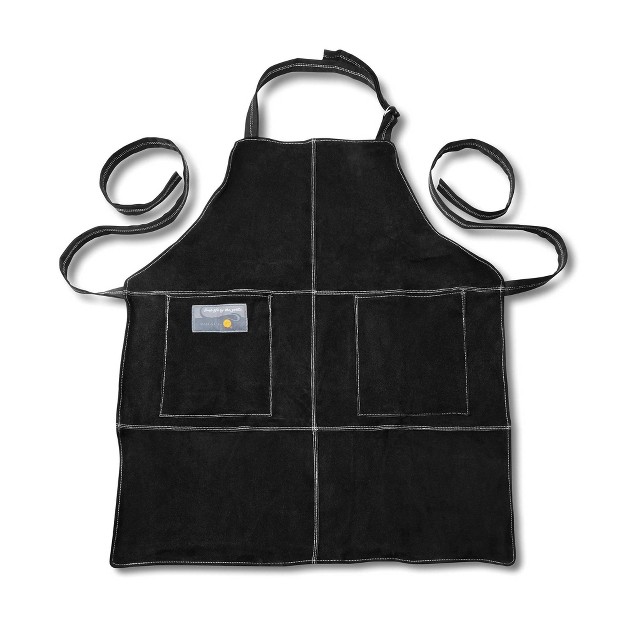 Black Leather Grill Apron One Size Outset