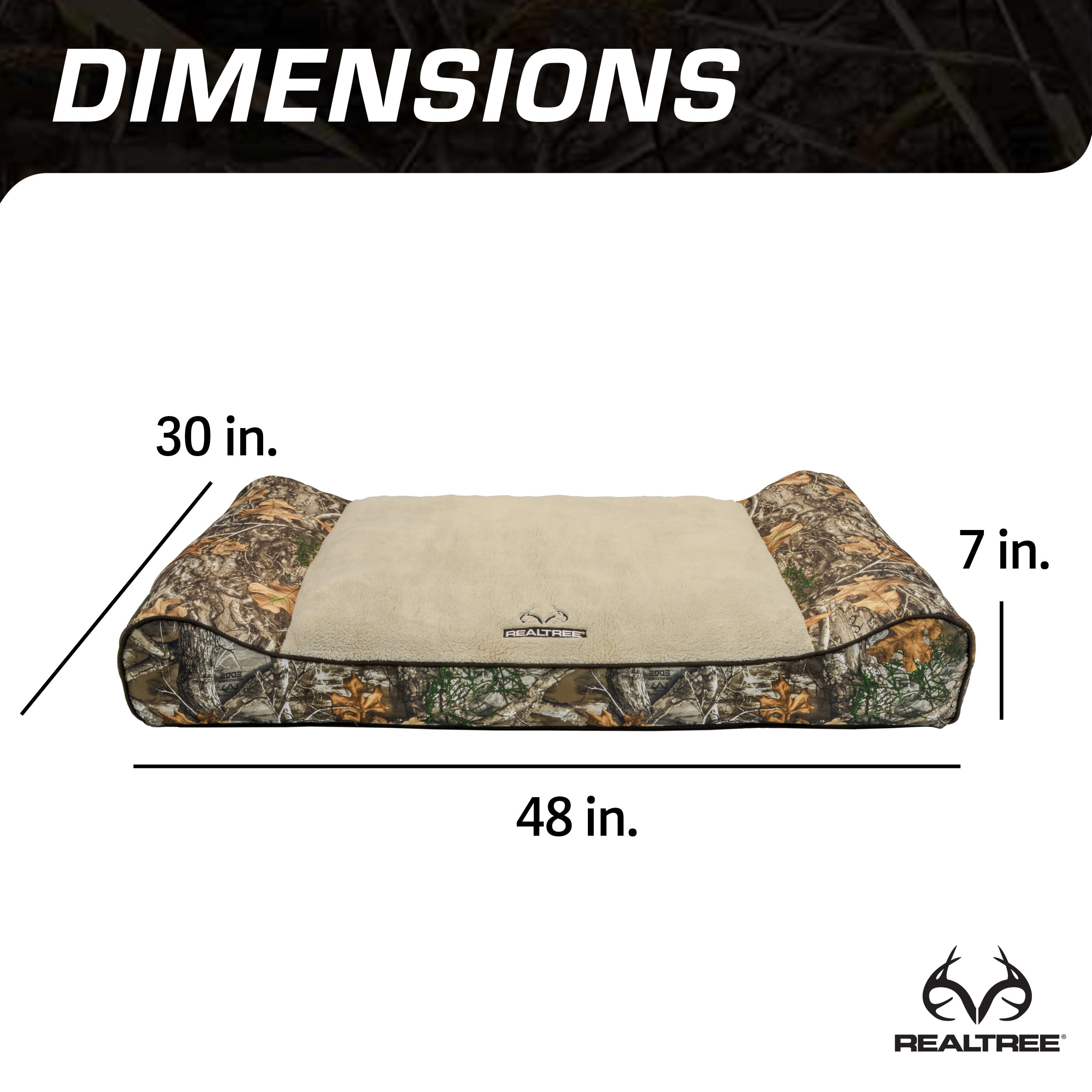 Realtree Edge Camo Bolster Pet Bed - Brown