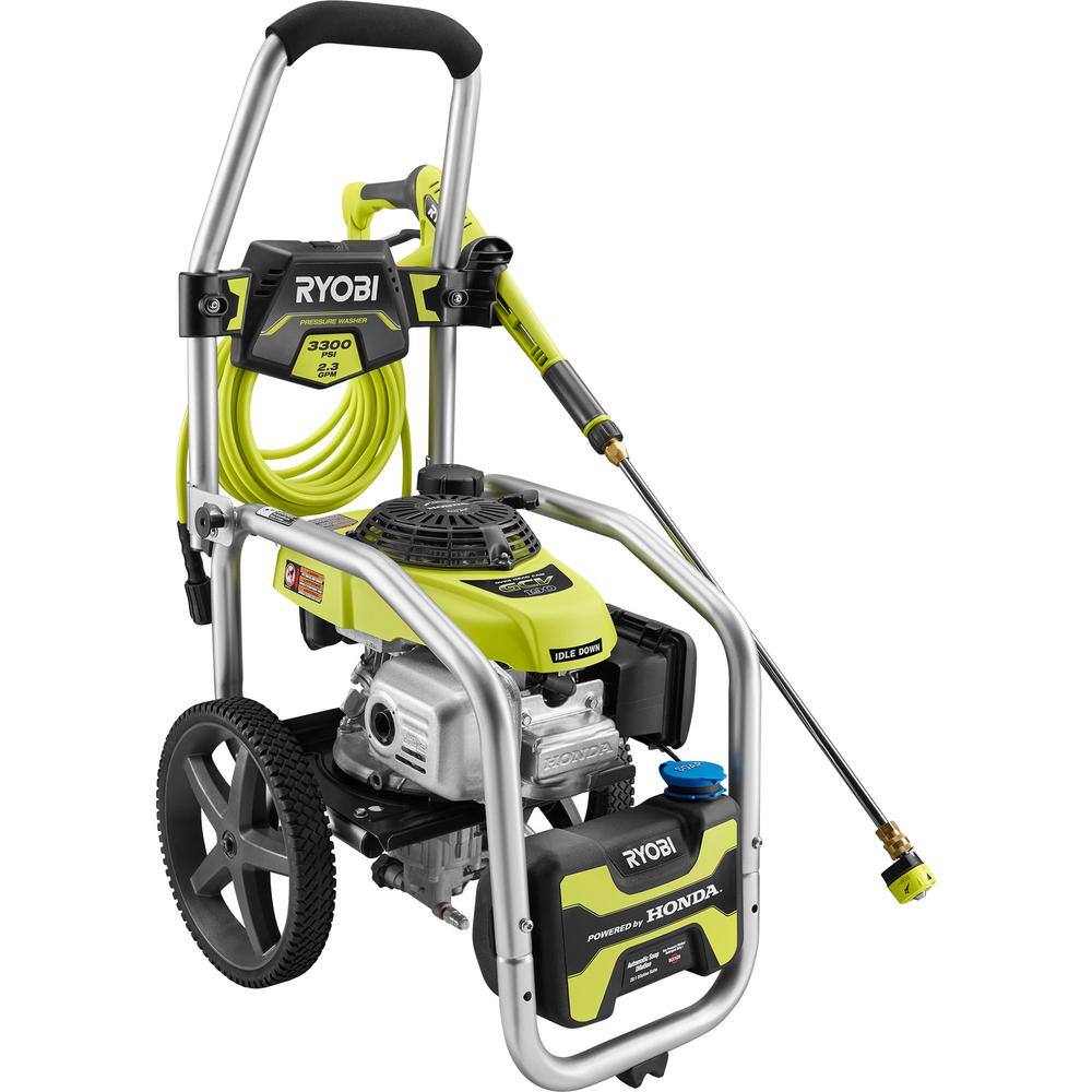 RYOBI 3300 PSI 2.3 GPM Cold Water Gas Pressure Washer with Honda GCV190 Idle Down RY80942