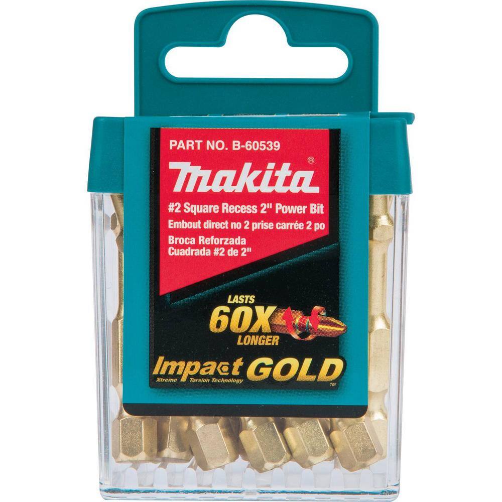 Makita Impact GOLD #2 2 in. Square Power Bit (15 Per Pack) B-60539