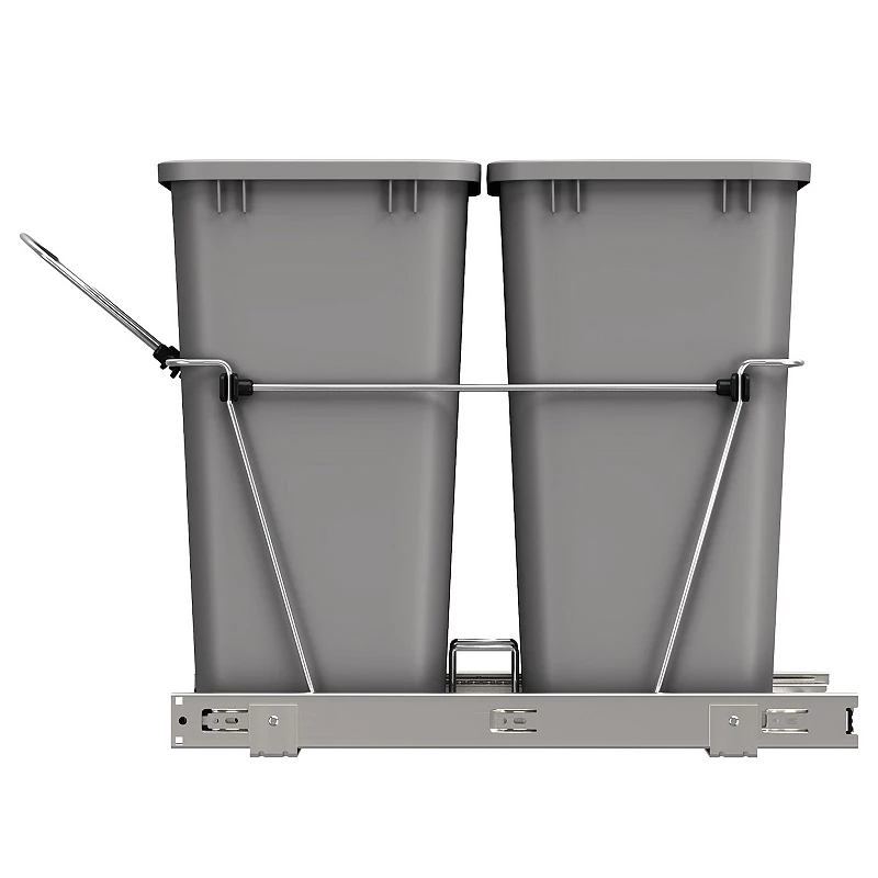 Rev-a-shelf Double Pull Out Trash Can 35 Qt For Kitchen， Silver， Rv-18kd-17c S