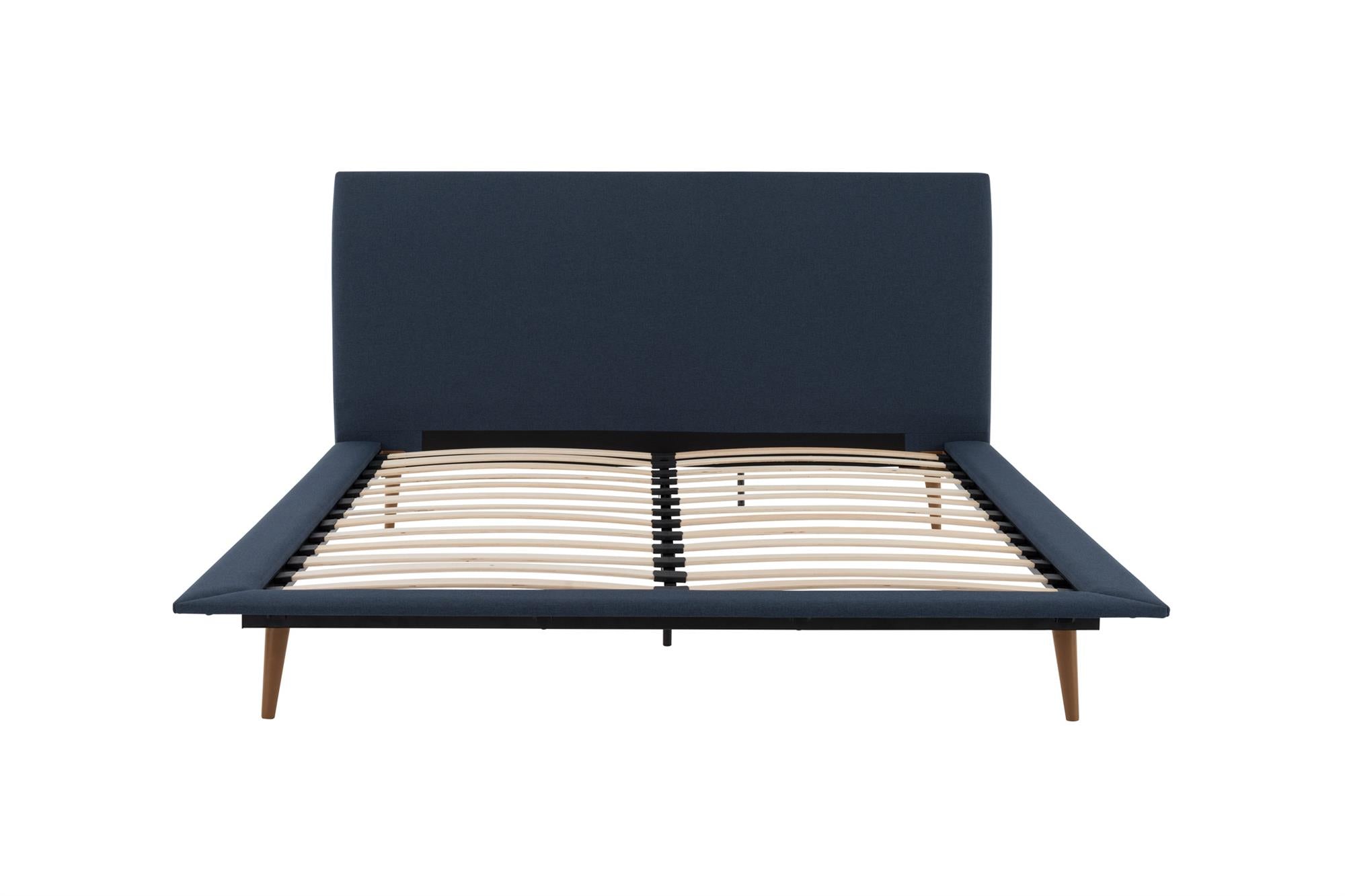 Better Homes & Gardens Flynn Mid Century Bed, Platform Frame, Queen, Blue Linen