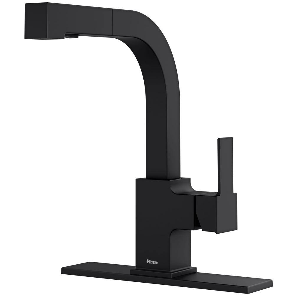 Pfister Arkitek Single-Handle Pull-Out Sprayer Kitchen Faucet in Matte Black LG534-LPMB