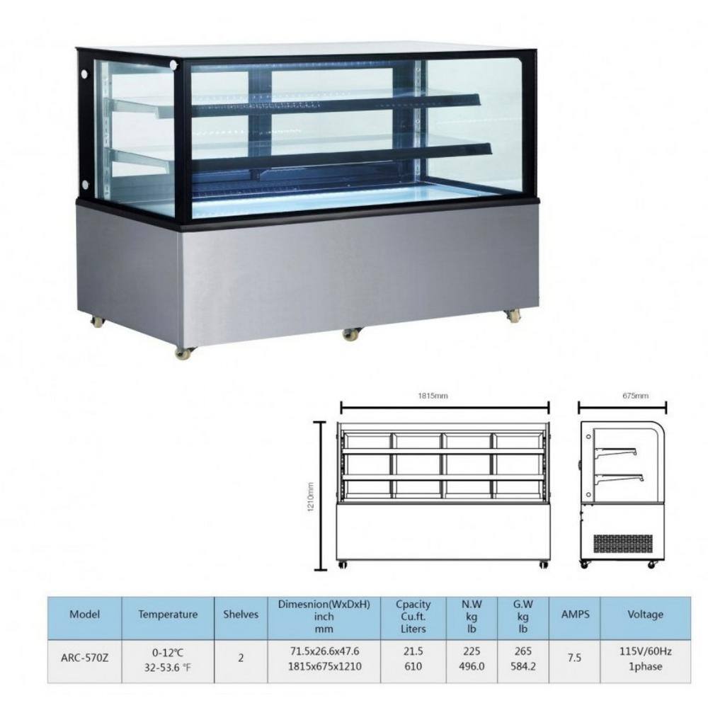 Cooler Depot 71 in. 27 cu. ft. Commercial Bakery Display Case Sliding 2-Door Glass Front Refrigerator in Stainless Steel dxxrt-6f