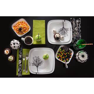 Corelle Square 16-Piece Seasonal Black Trees Glass Dinnerware Set (Service for 4) 1119417