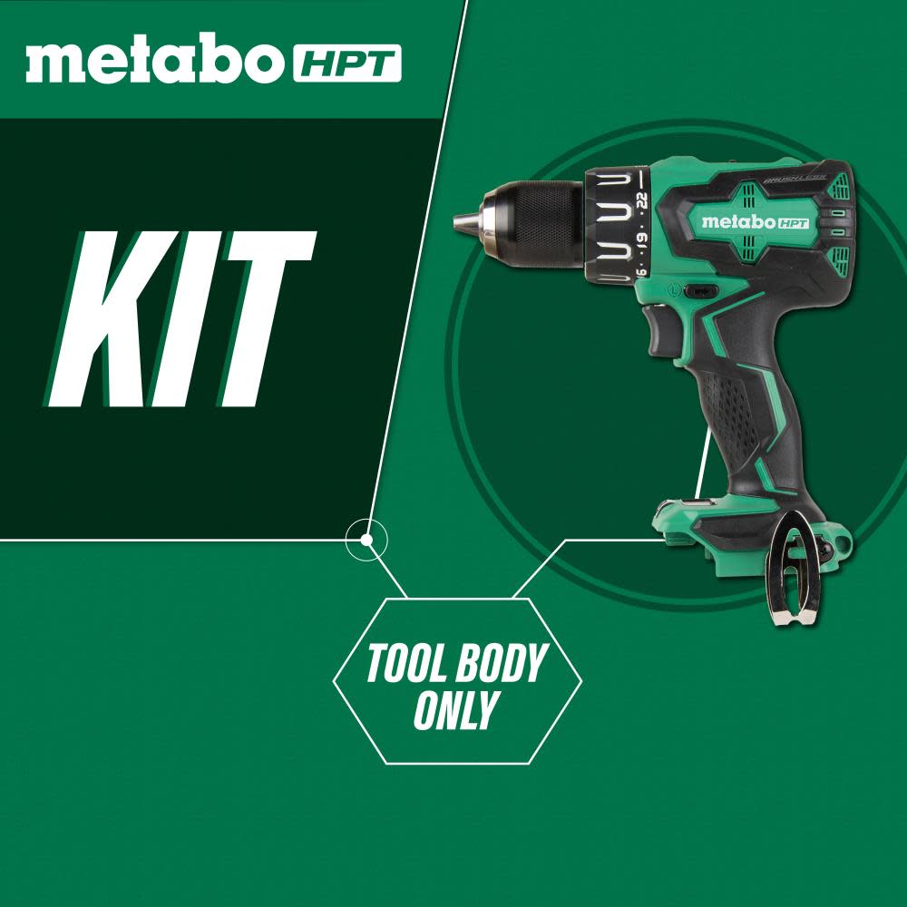 18V Lithium Ion Brushless Hammer Drill | Tool Body Only | Metabo HPT DV18DBFL2Q4 ;