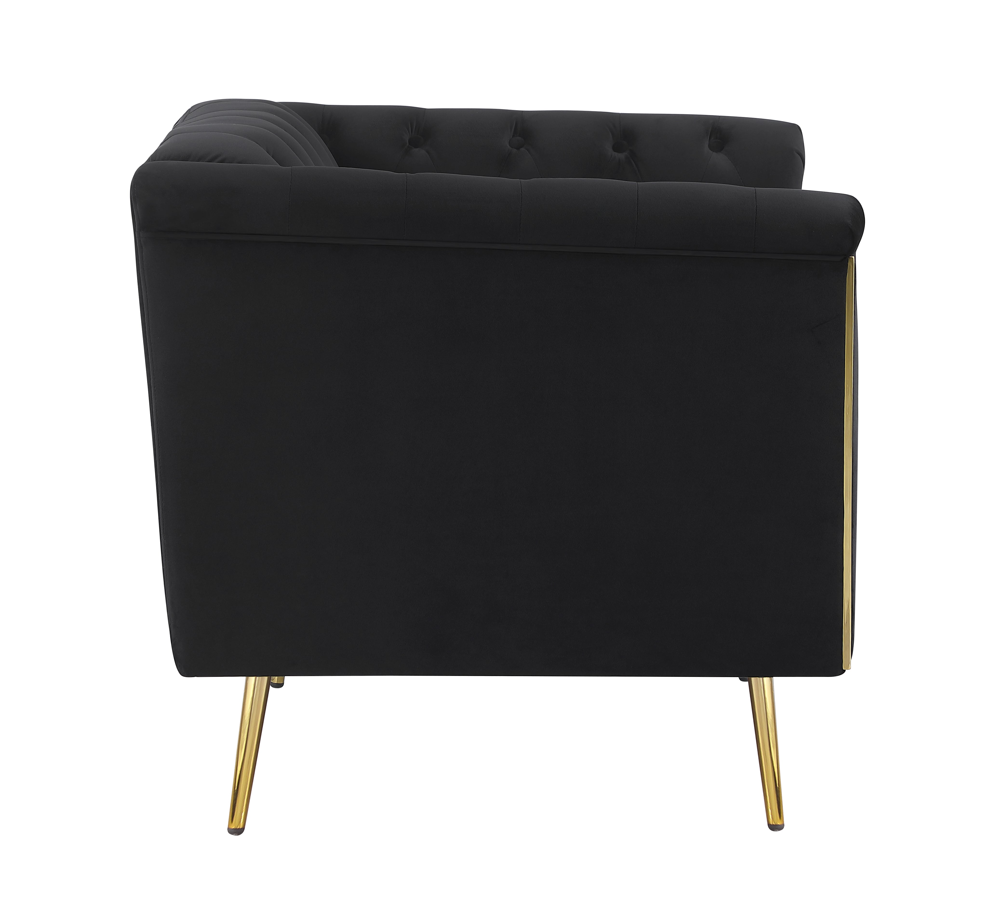 Holly Tuxedo Arm Tufted Back Chair Black-508443