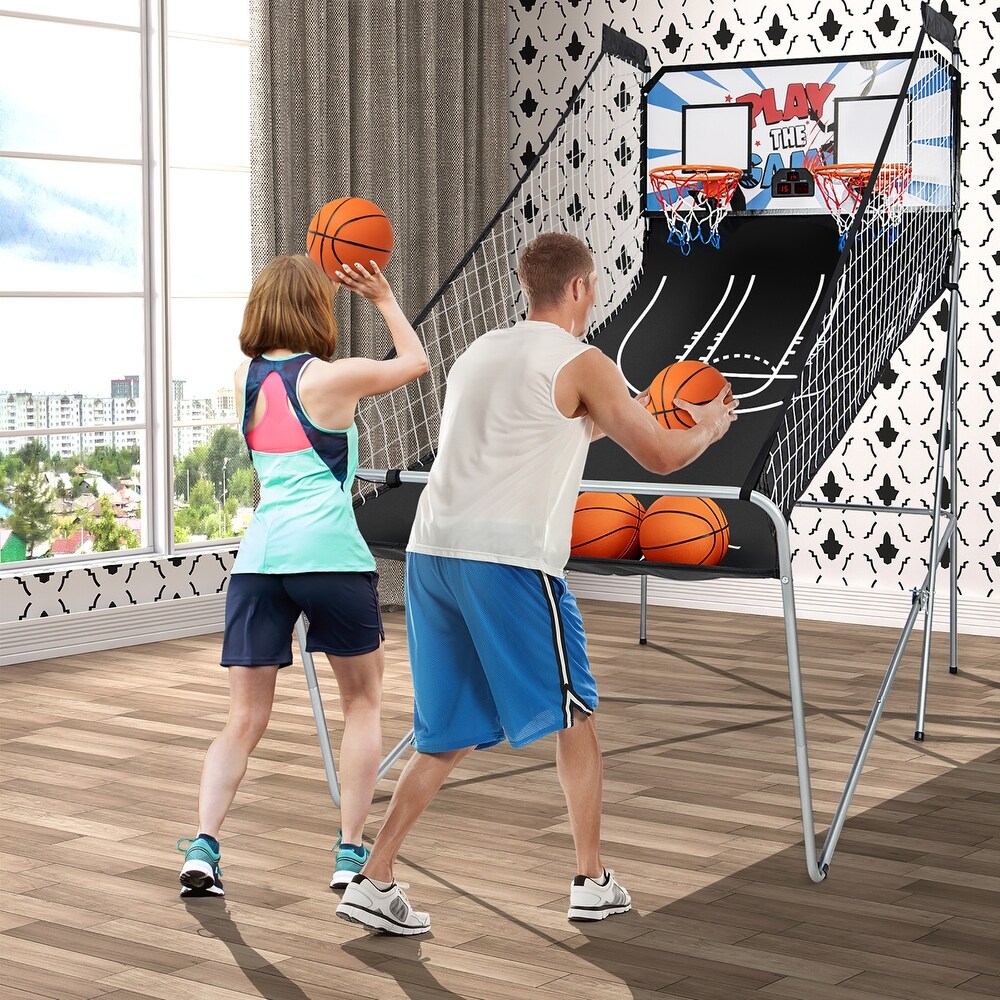 Costway Dual LED Electronic Shot Basketball Arcade Game with 8 Game   81.5'' x 81'' x 42.5'' (L x W x H)