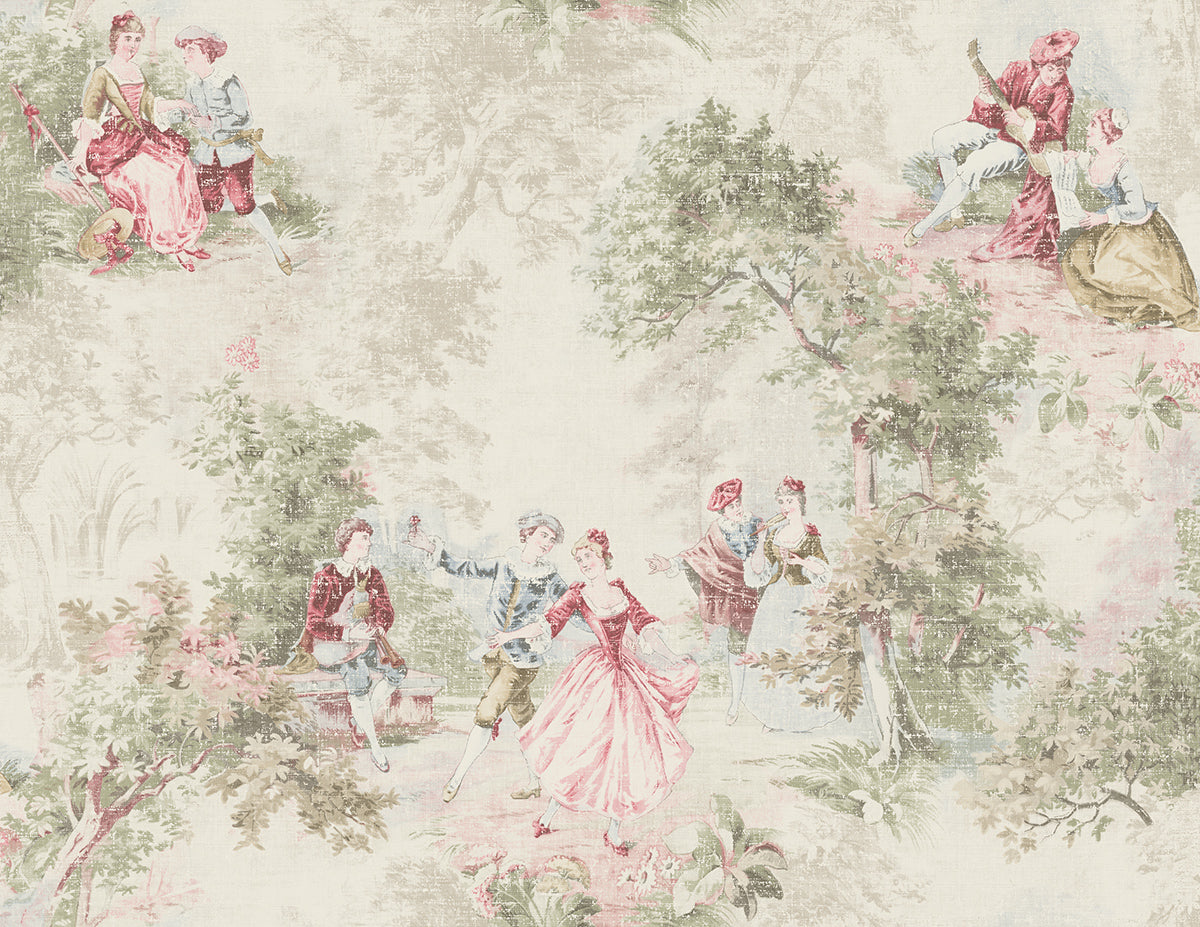 Sample Vintage Toile Wallpaper in Vintage Pink from the Vintage Home 2 Collection