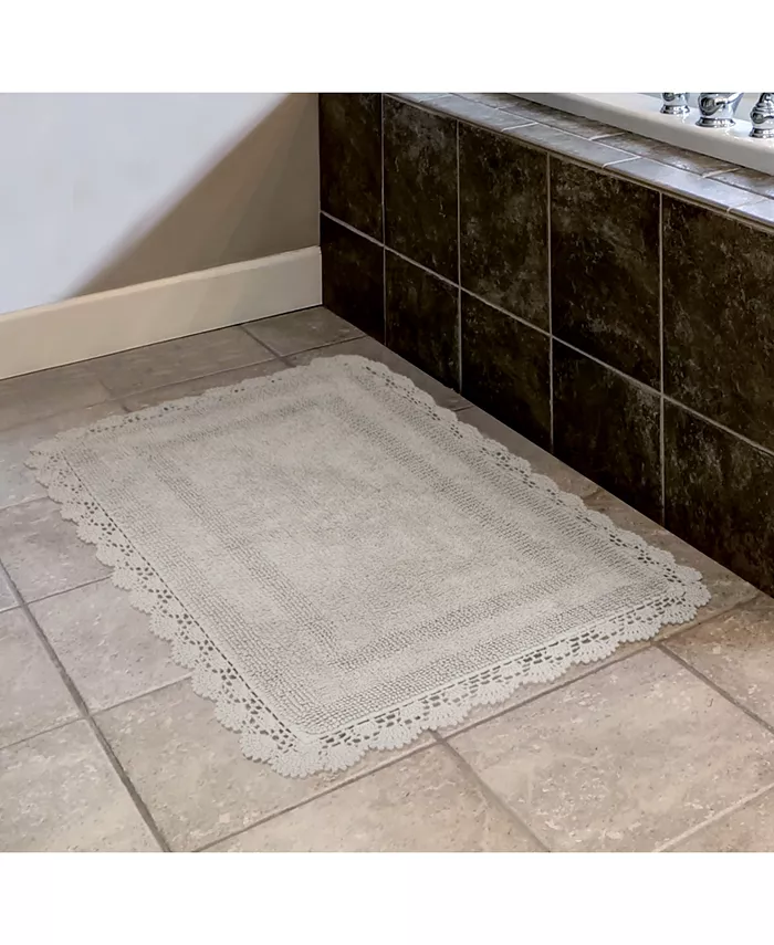 Laura Ashley Crochet Reversible Cotton Bath Rug 17 x 24