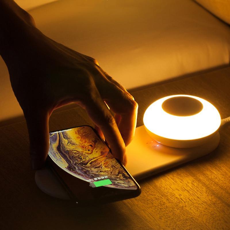 Dimmable Led Table Lamp With 10w Wireless Charging Station For Bedroom Bedside Usb Rechargeable Hook Magnet Night Light