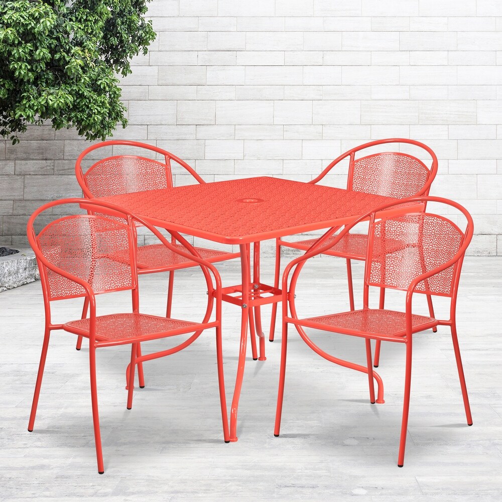 35.5 inch Square 5 piece Indoor/ Outdoor Steel Dining Set