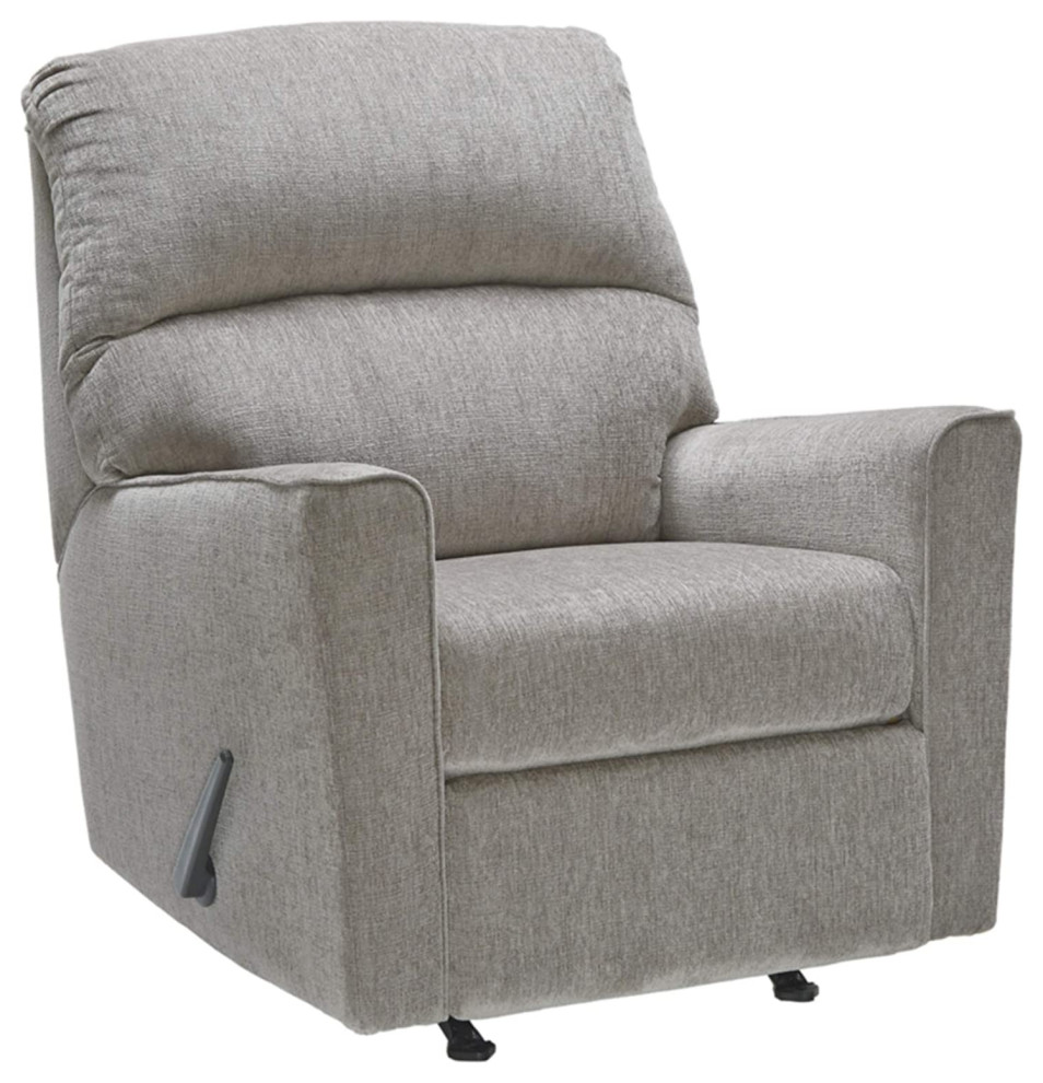 Elegant Recliner Chair  Rocker Function With Padded Tufted Backrest  Light Gray   Transitional   Recliner Chairs   by Declusia  Houzz