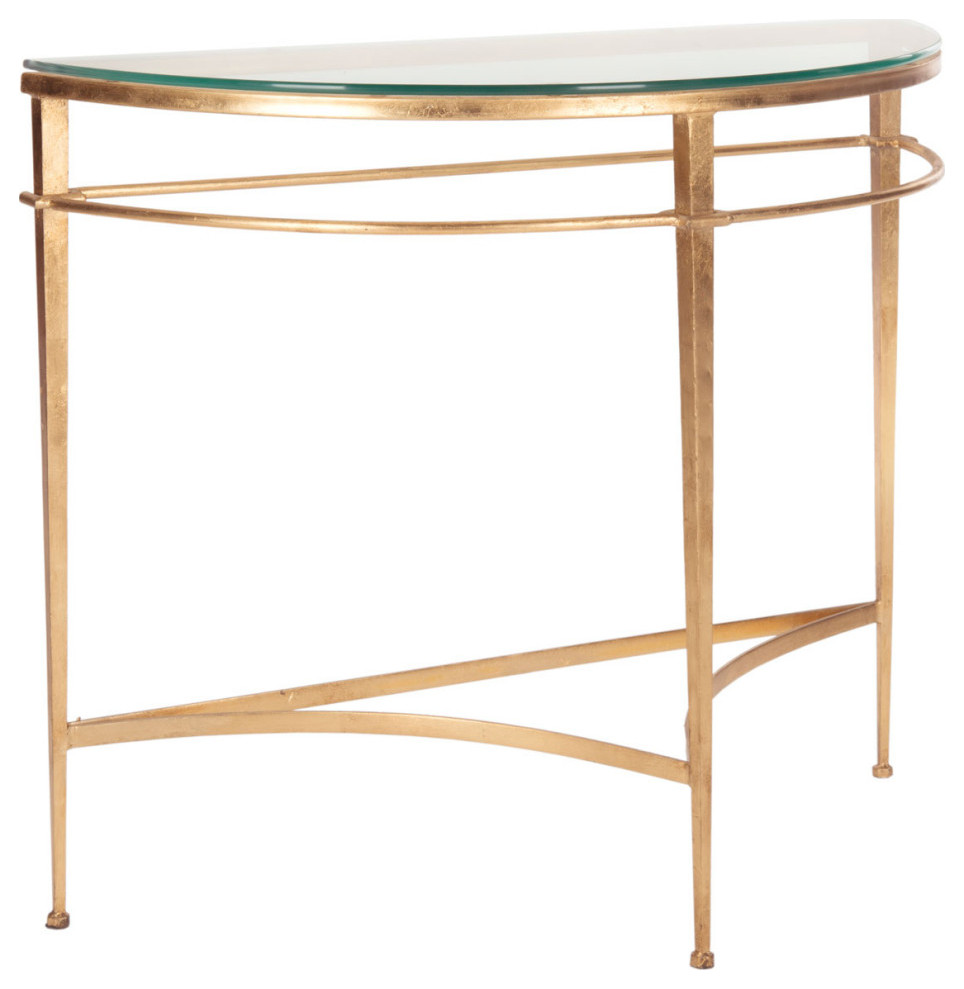 Tara Antique Gold Glass Console Table   Contemporary   Console Tables   by V.S.D Furniture  Houzz