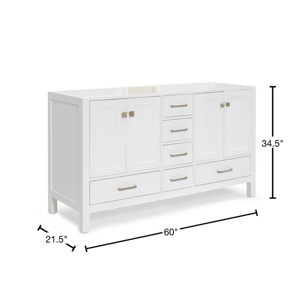 ARIEL Cambridge 60 in. W Vanity Cabinet Only in White A061D-BC-WHT