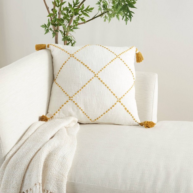 Oversize Life Styles Braided Lattice Square Throw Pillow With Tassels Mina Victory