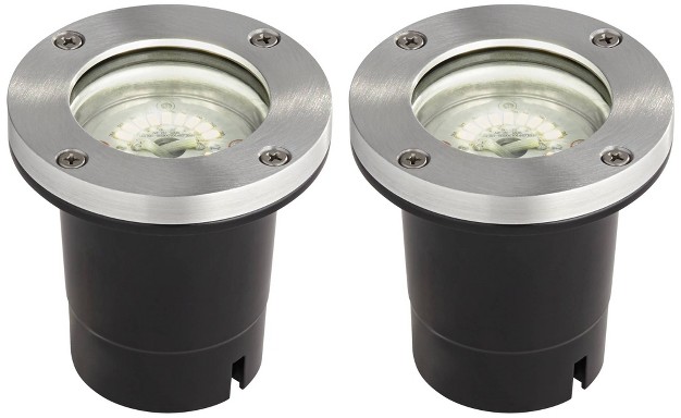 John Timberland Teka 3 3 4 quot w Black Led In ground Landscape Lights Set Of 2