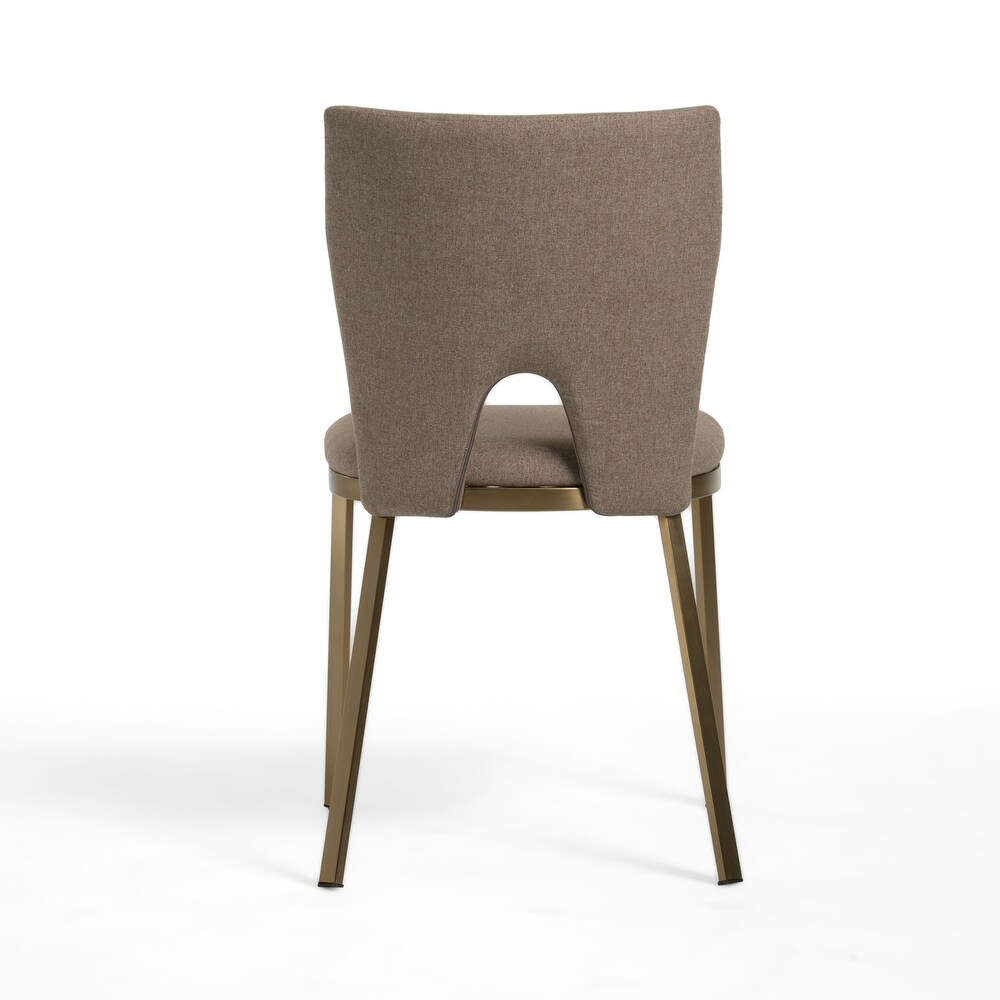 Modrest Burton Modern Beige   Brass Dining Chair (Set of 2)