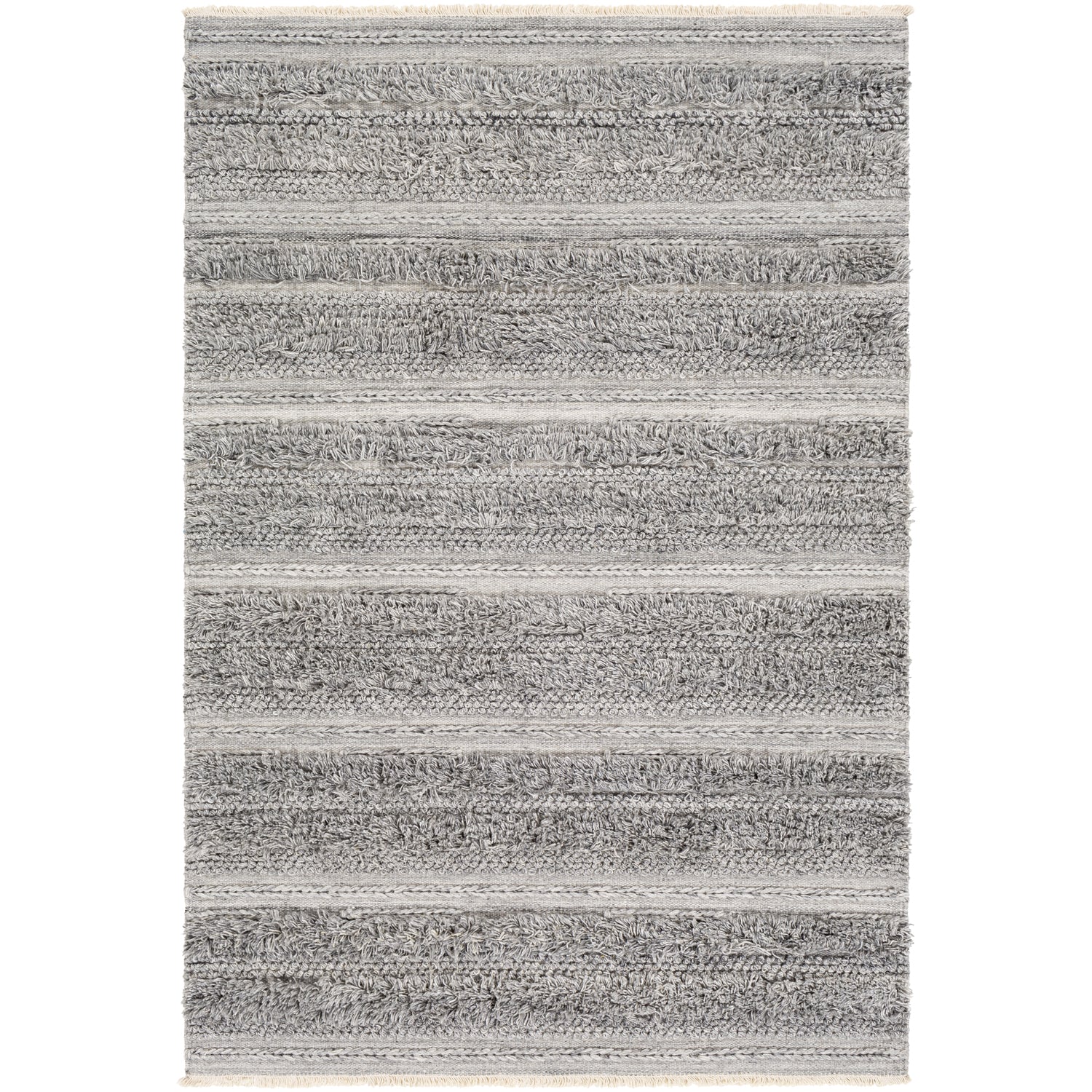 Lugano Hand Woven Rug in Medium Gray, Black, Cream