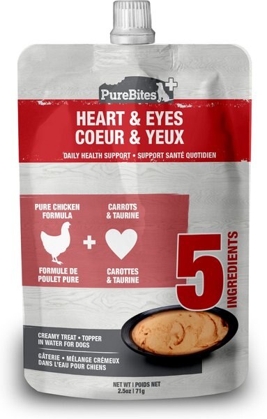 PureBites Plus Squeezables- Heart and Eyes Dog Food Toppings， 2.5-oz tube， 15 count