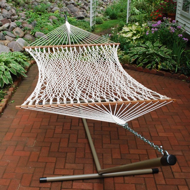 Double Cotton Rope Patio Hammock White Algoma