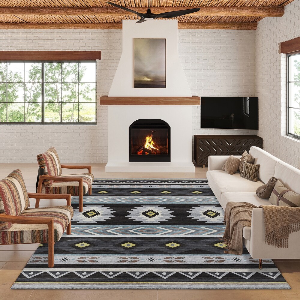 Indoor/ Outdoor Sonora Global Medallions Washable Rug