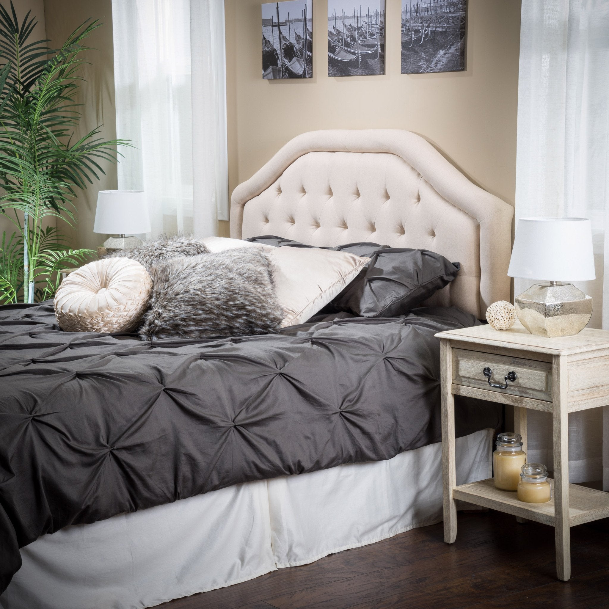 Celina Queen Tufted Adjustable Fabric Headboard