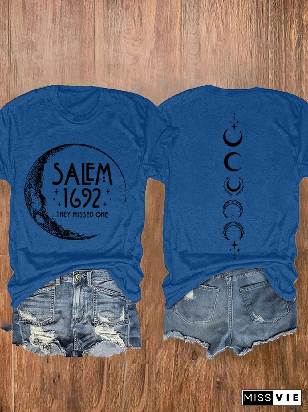 Women's Halloween Salem 1692 They Missed One Print Crew Neck T-shirt