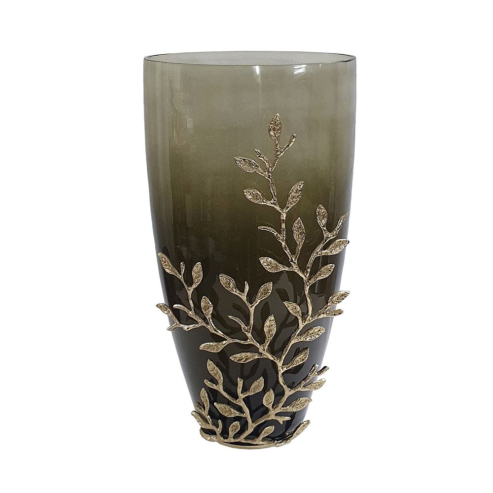 Capri Aluminum Leaf Glass Vase