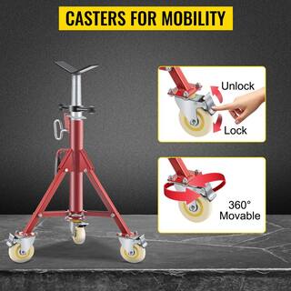 VEVOR Pipe Jack Stand wCasters 882 lbs. V Head Pipe Stand Adjustable Height 28 in. to 52 in. Folding Pipe Stands 18 12 in. GJGJXDL1107AV65OSV0