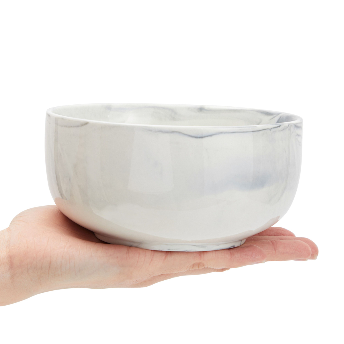 Set of 6 Marble Gray Porcelain Bowls for Soup， Kitchenware， 6 x 3 in， 28 oz