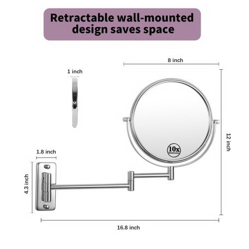 8 inch Wall Mounted Makeup Vanity Mirror  1X / 10X...