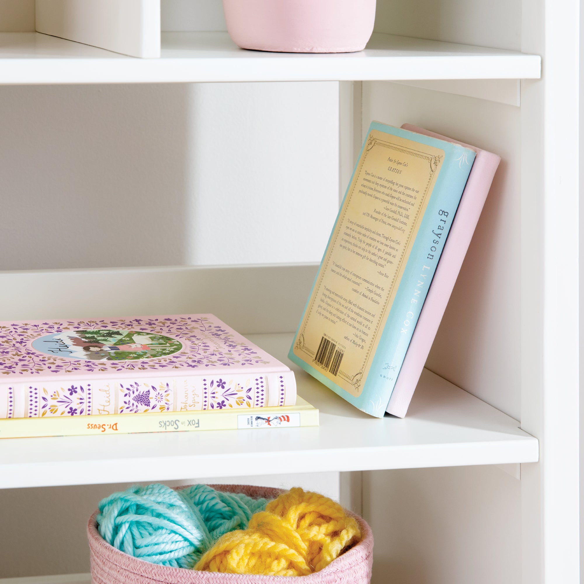 Martha Stewart Kids Jr. Dollhouse Bookcase - Creamy White: Wooden Organizer Shelves with two Storage Compartments for Books, Dolls, Toys, and School Supplies | Children's Bedroom Furniture - Ages 2-8