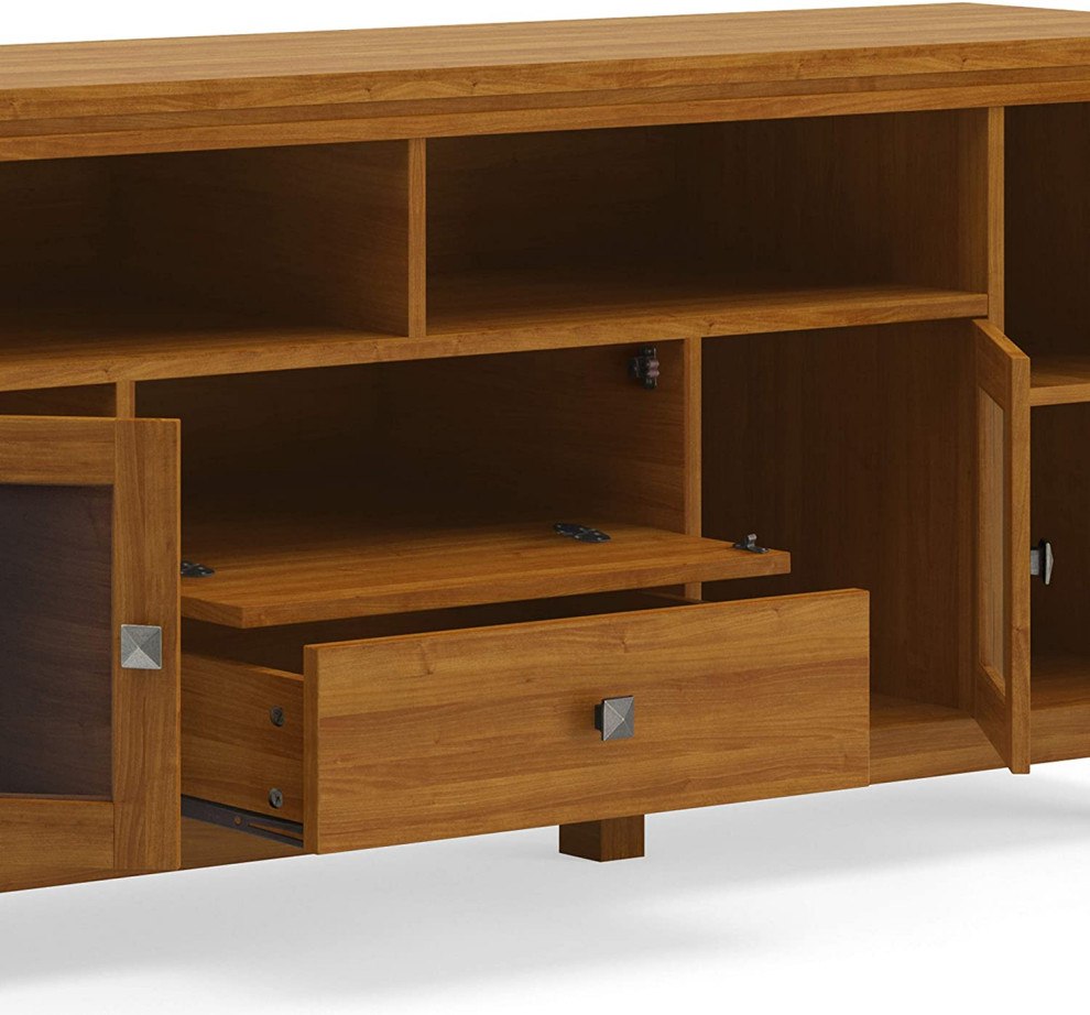 Contemporary TV Stand  Center Drawers  ampGlass Cabinet Doors   Rustic   Entertainment Centers And Tv Stands   by Decorn  Houzz